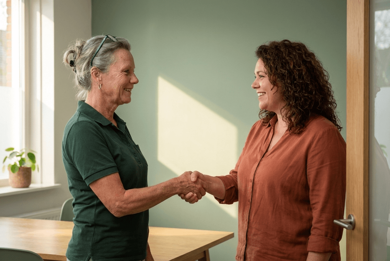 Je behandelaar ontvangt je in de spreekkamer van de kliniek